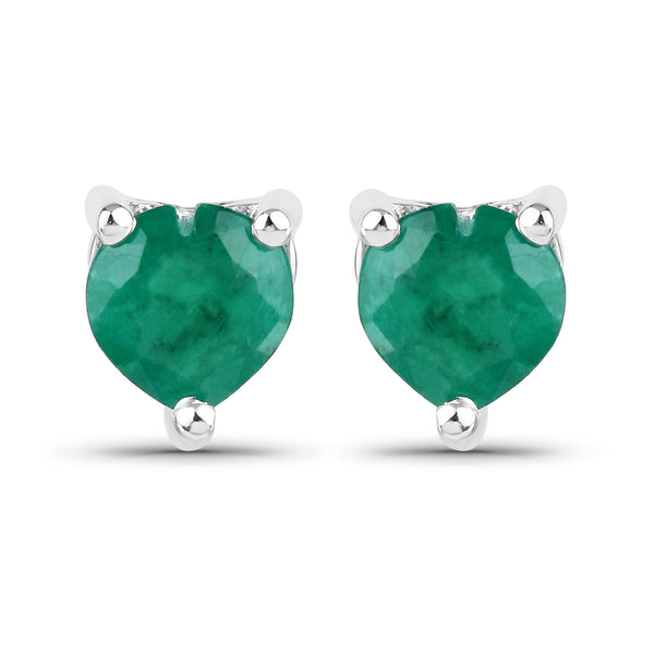 0.90 Carat Genuine Zambian Emerald 14K White Gold Earrings