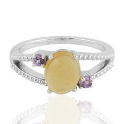 2.07 Natural Amethyst Cocktail Ring 925 Sterling Silver Citrine Jewelry