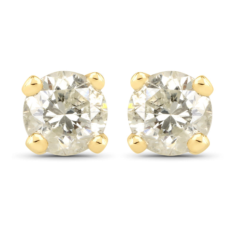 0.92 Carat Genuine LB Diamond 14K Yellow Gold Earrings