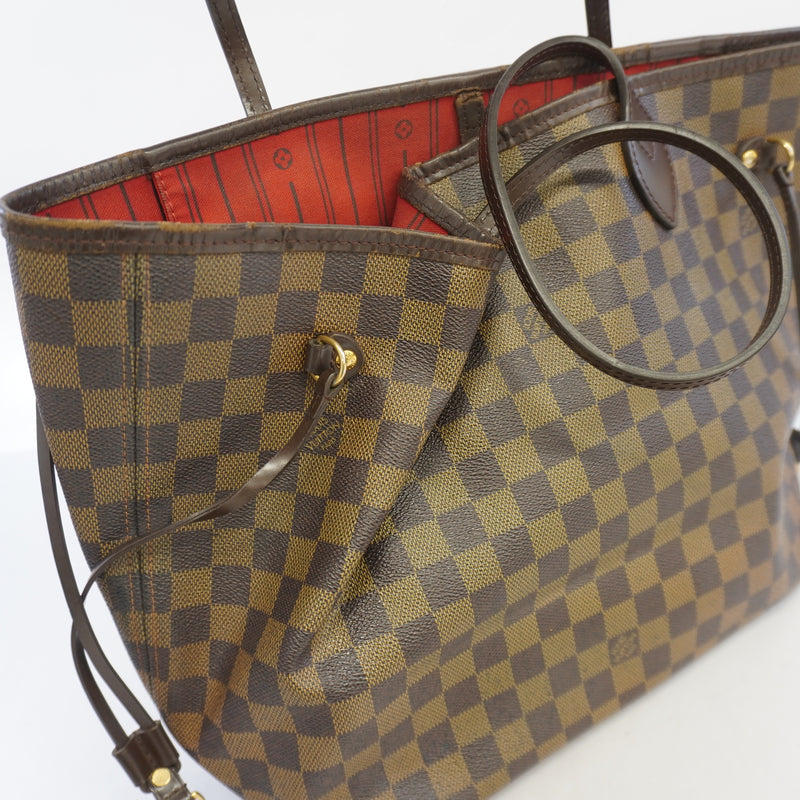 Auth Louis Vuitton Damier Neverfull MM N51105 Womens Tote Bag