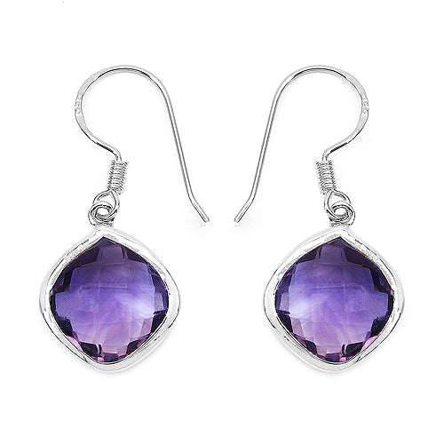 10.60 Carat Genuine Amethyst .925 Sterling Silver Earrings