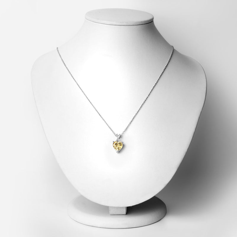 2.25 Carat Genuine Citrine and White Topaz .925 Sterling Silver Pendant