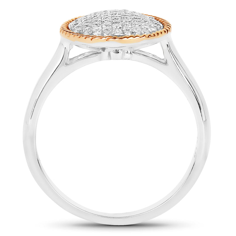 0.40 Carat Genuine White Diamond 14K White & Rose Gold Ring (E-F Color, SI Clarity)