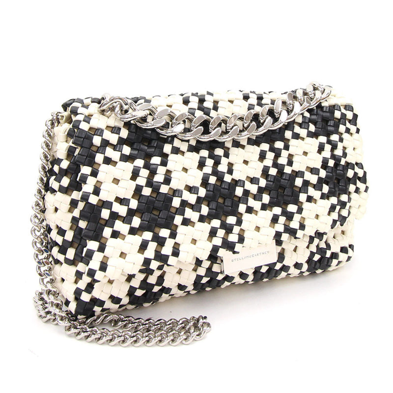 Stella McCartney Shoulder Bag Black White Eco Leather Women's Chain