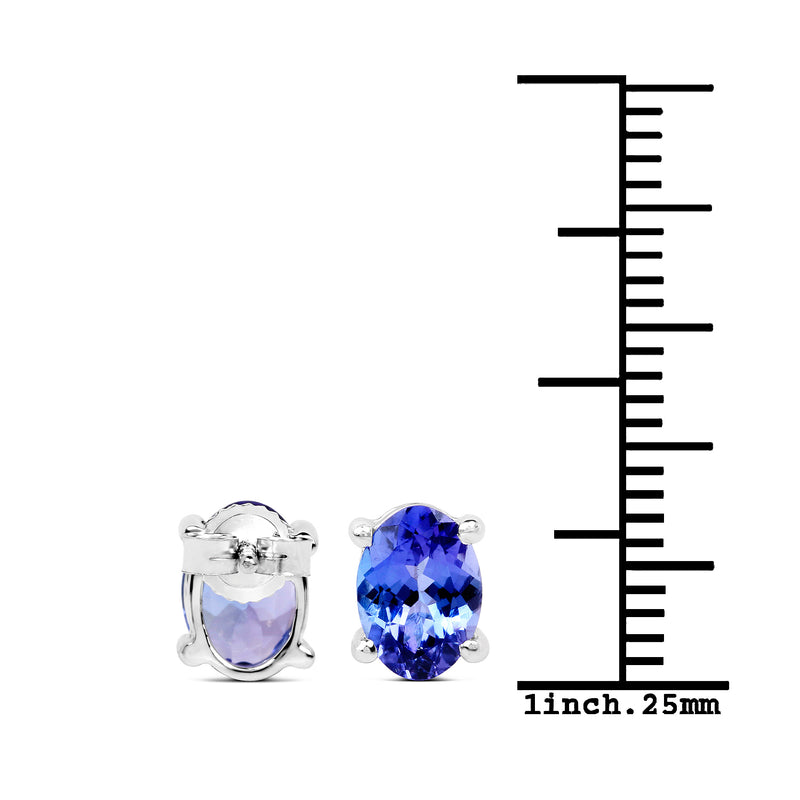 1.80 Carat Genuine Tanzanite 14K White Gold Earrings