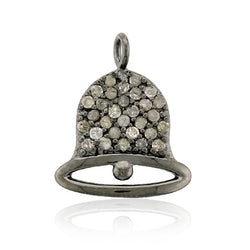 Pave Diamond Bell Charm Pendant 925 Sterling Silver Women Jewelry