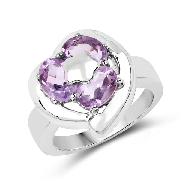 2.40 Carat Genuine Amethyst .925 Sterling Silver Ring