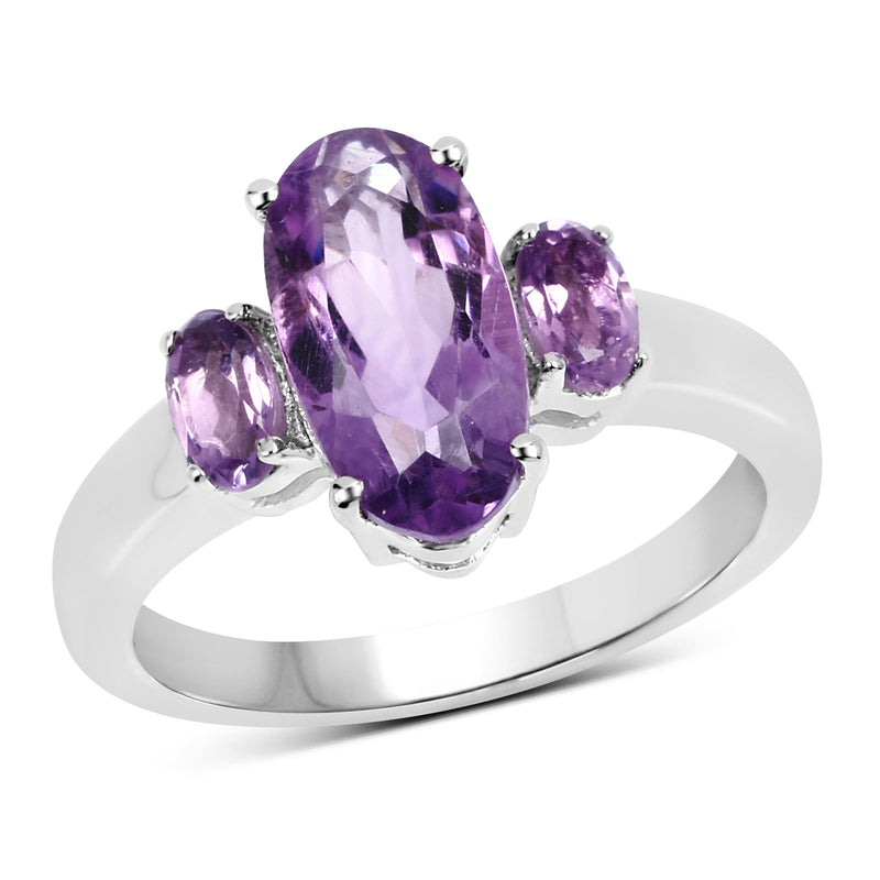 2.42 Carat Genuine Amethyst .925 Sterling Silver Ring