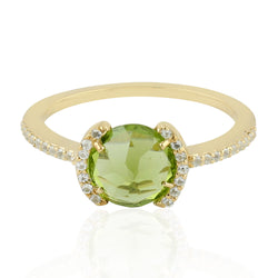 Yellow Gold Plated Prong Set Peridot Gemstone Solitaire Ring 925 Silver Jewelry
