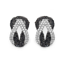 1.05 Carat Genuine Black Diamond & White Diamond .925 Sterling Silver Earrings