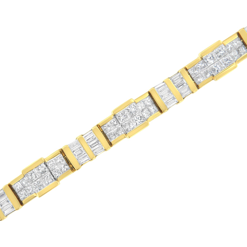 14K Yellow Gold Baguette and Princess-Cut Diamond Bracelet (8.30 cttw, H-I Color, SI1-SI2 Clarity)