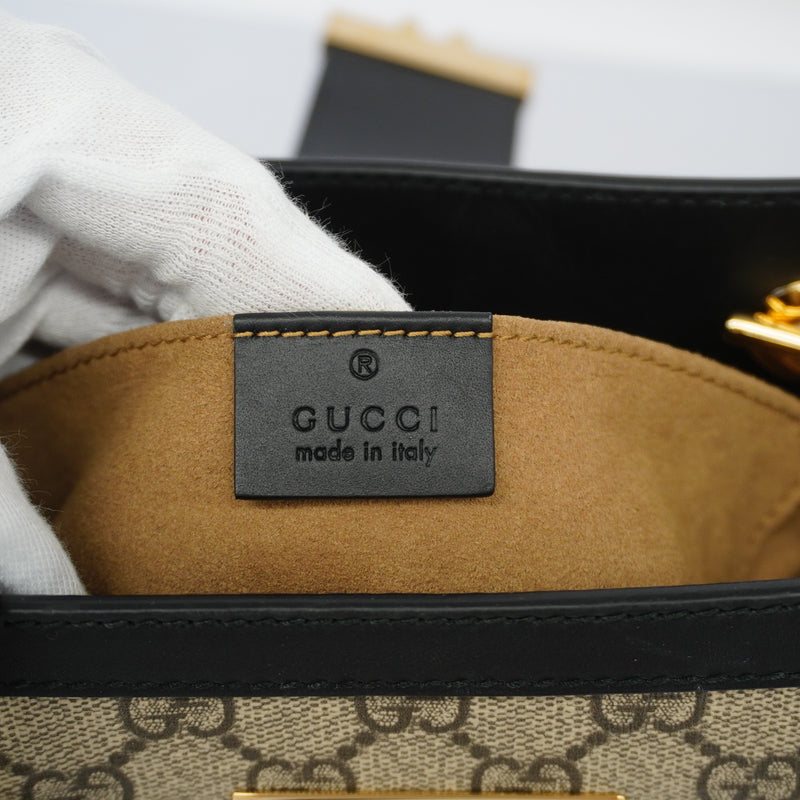 Auth Gucci Shoulder Bag GG Supreme 498156 Shoulder Bag Beige / Black