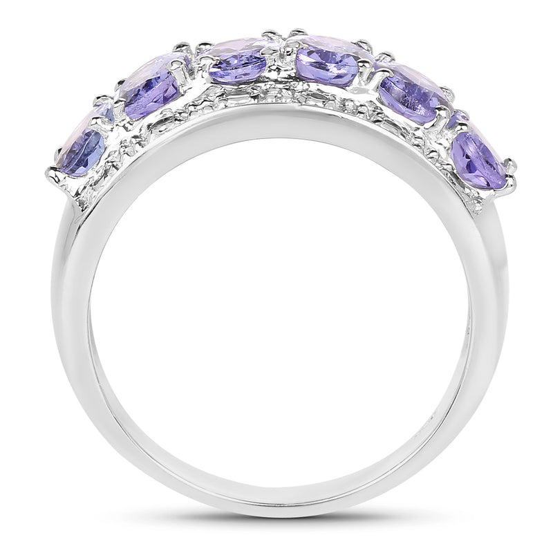 2.64 Carat Genuine Tanzanite .925 Sterling Silver Ring