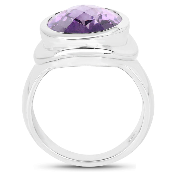 9.01 Carat Genuine Amethyst .925 Sterling Silver Ring