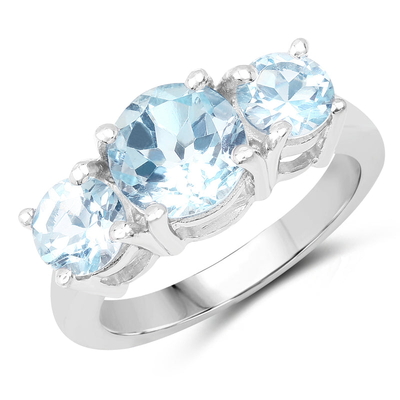 2.80 Carat Genuine Blue Topaz .925 Sterling Silver Ring