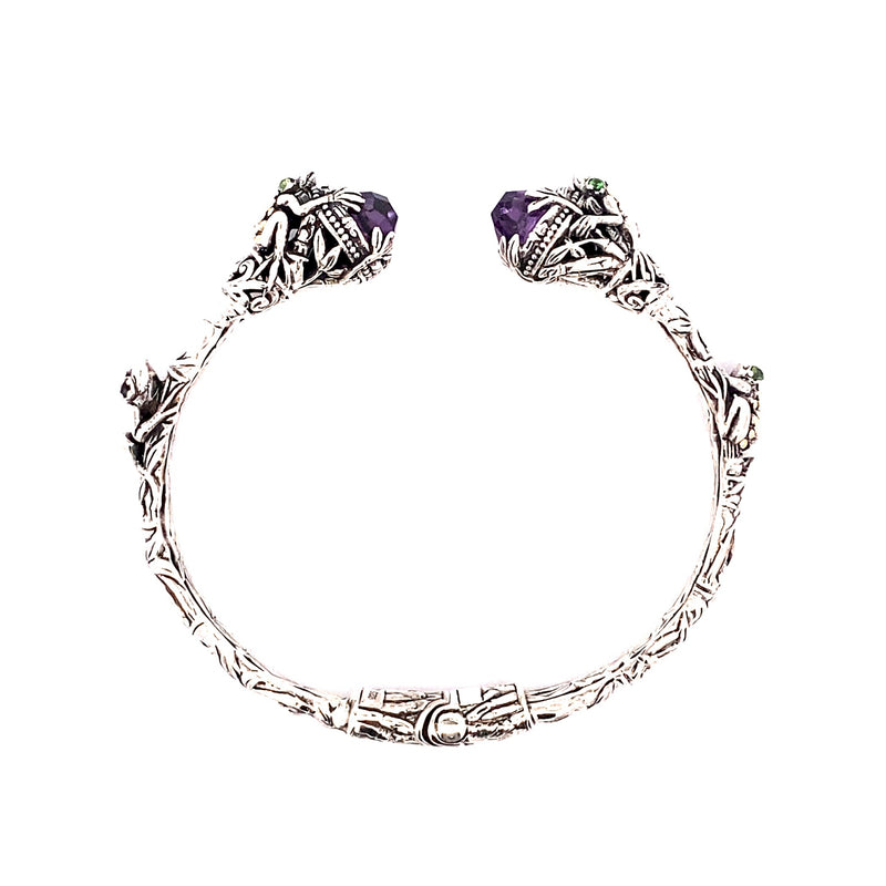 Amethyst Cuff Bracelet Sterling Silver 18KT Gold