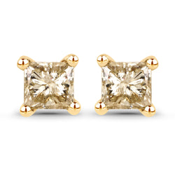 0.54 Carat Genuine Champagne Diamond 14K Yellow Gold Earrings (I1-I2)