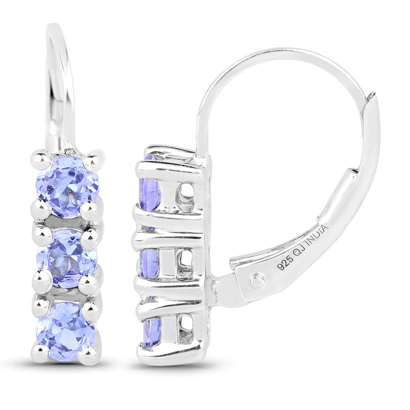 0.60 Carat Genuine Tanzanite .925 Sterling Silver Earrings