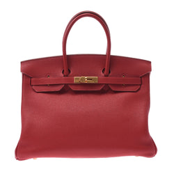 HERMES Hermes Birkin 35 Rouge Biff  E engraved around 2001 Unisex Togo handbag