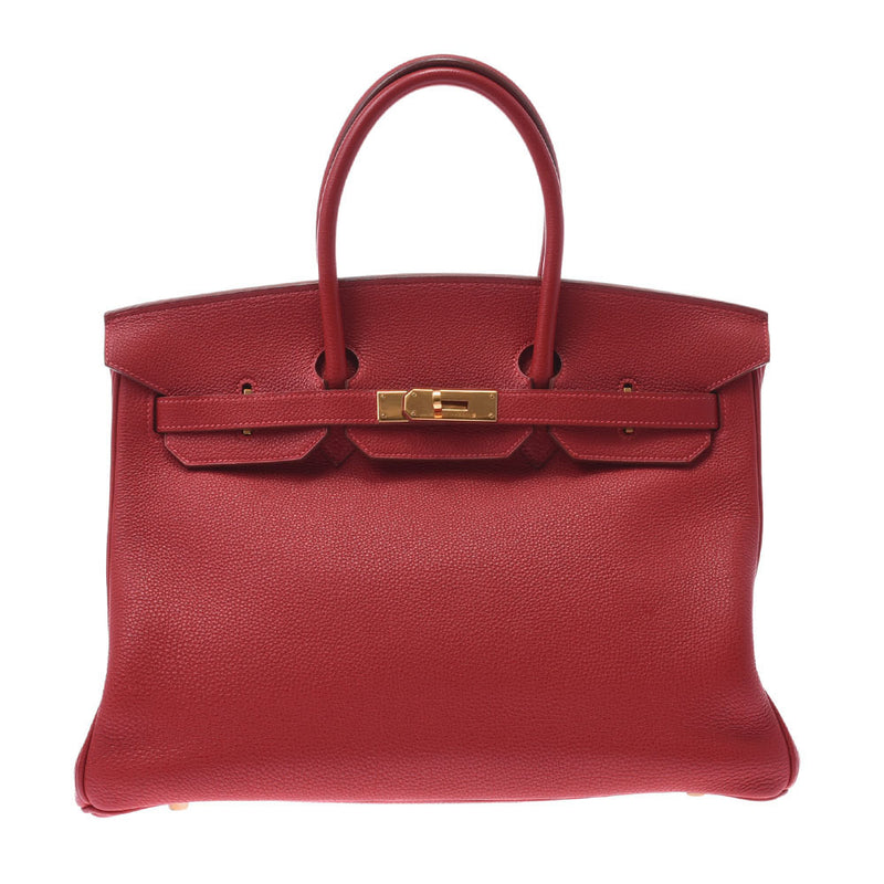 HERMES Hermes Birkin 35 Rouge Biff  E engraved around 2001 Unisex Togo handbag