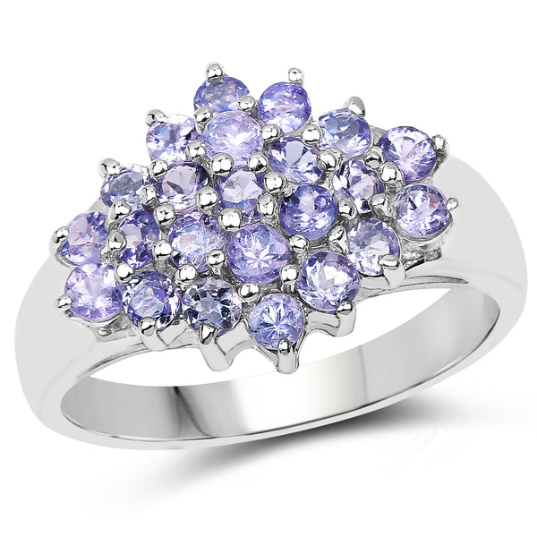 1.61 Carat Genuine Tanzanite .925 Sterling Silver Ring