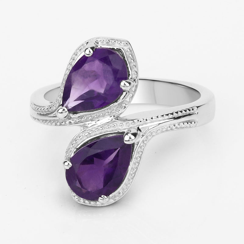 2.30 Carat Genuine Amethyst .925 Sterling Silver Ring