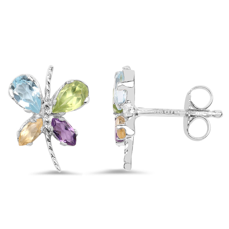 1.21 Carat Genuine Multi Stone .925 Sterling Silver Earrings