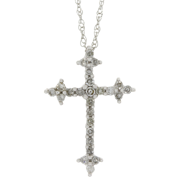 .16ct Diamond Cross Religious Pendant 14KT White Gold