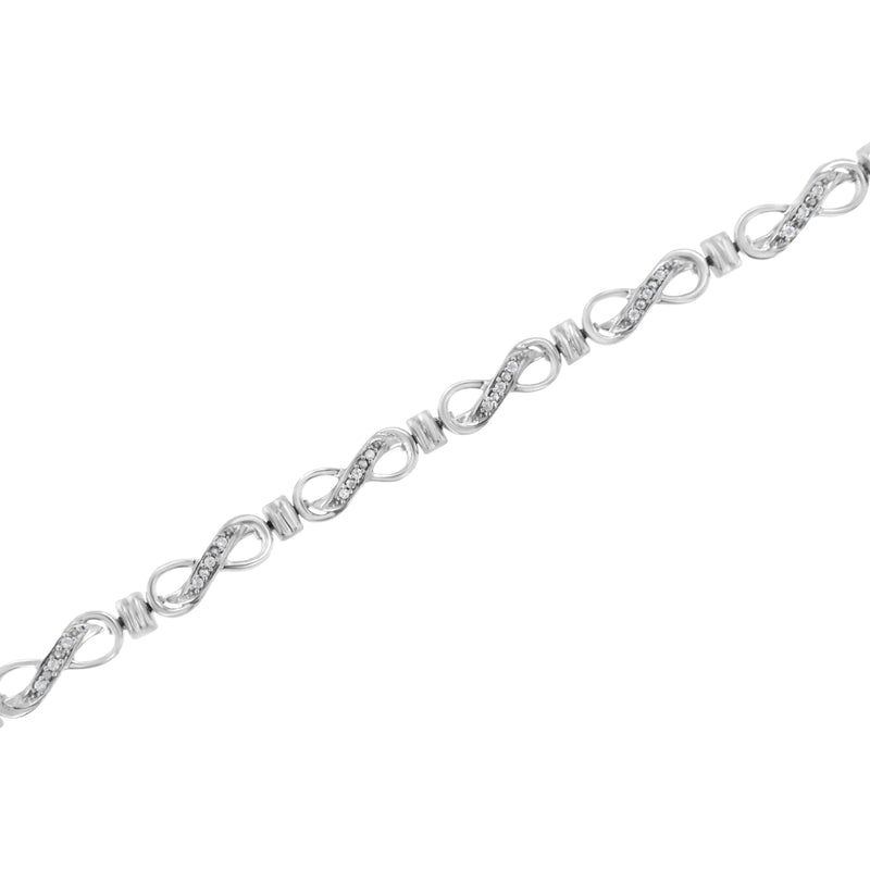 .925 Sterling Silver 1/6 Cttw Diamond Accent Infinity Link Bracelet (I-J Color, I3 Promo Clarity) - 7"