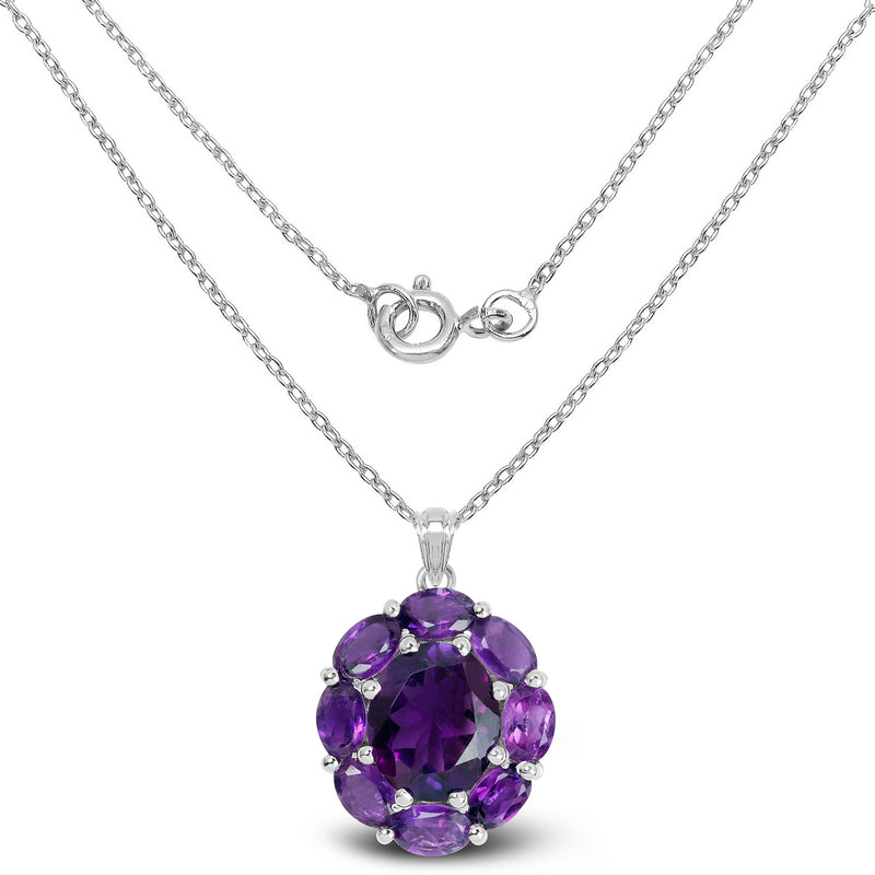 7.24 Carat Genuine Amethyst .925 Sterling Silver Pendant