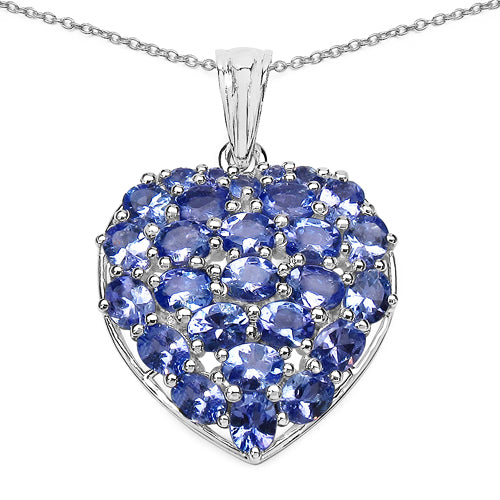 3.96 Carat Genuine Tanzanite .925 Sterling Silver Pendant