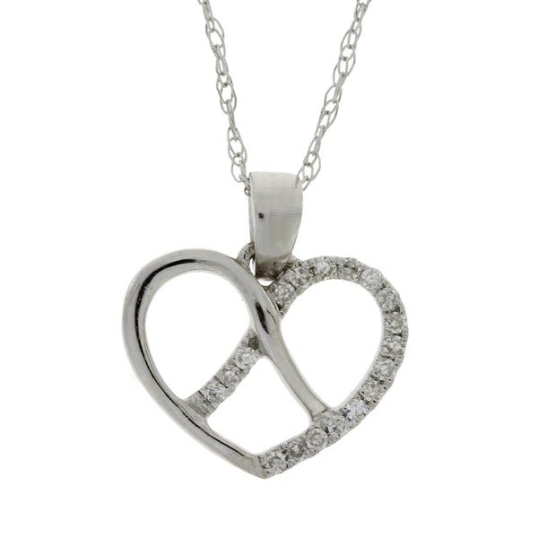 .05ct Diamond Heart Love Pendant 14KT White Gold