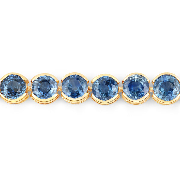 19.50 Carat Genuine Blue Sapphire 14K Yellow Gold Bracelet