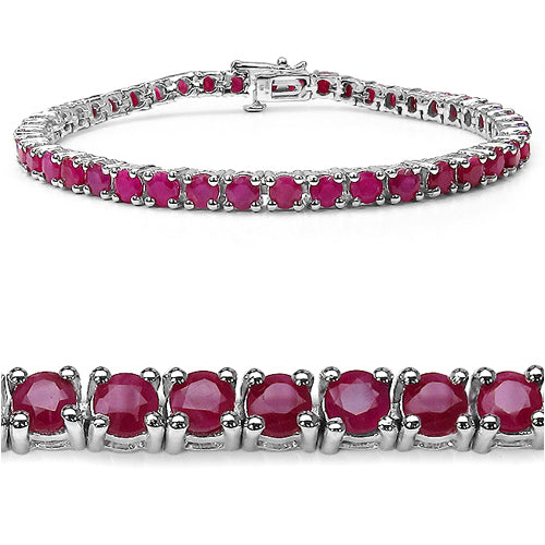 7.92 Carat Genuine Ruby .925 Sterling Silver Bracelet