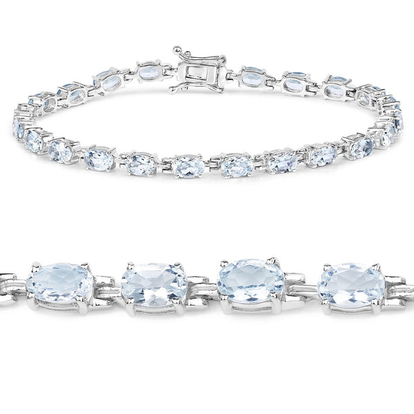 8.80 Carat Genuine Aquamarine .925 Sterling Silver Bracelet