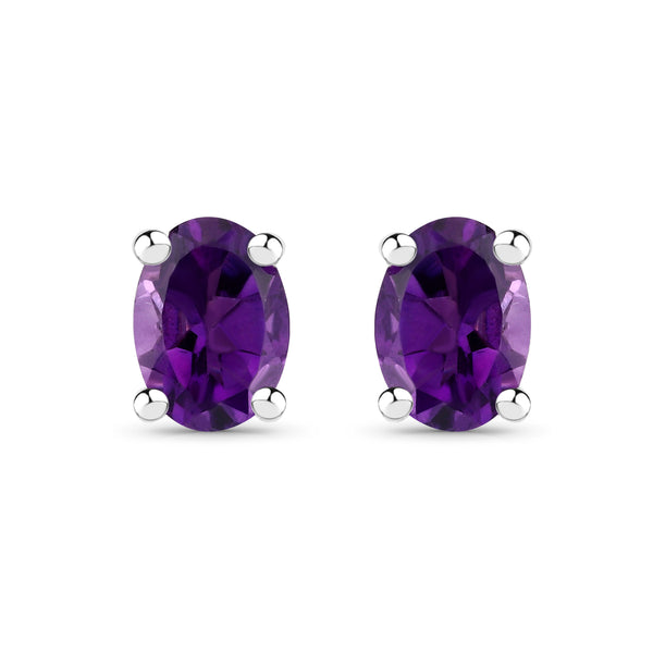 1.60 Carat Genuine Amethyst .925 Sterling Silver Earrings