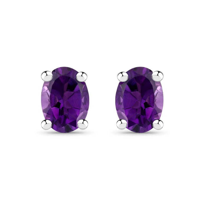 1.60 Carat Genuine Amethyst .925 Sterling Silver Earrings