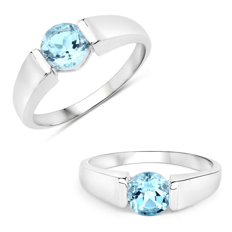 1.05 Carat Genuine Blue Topaz .925 Sterling Silver Ring