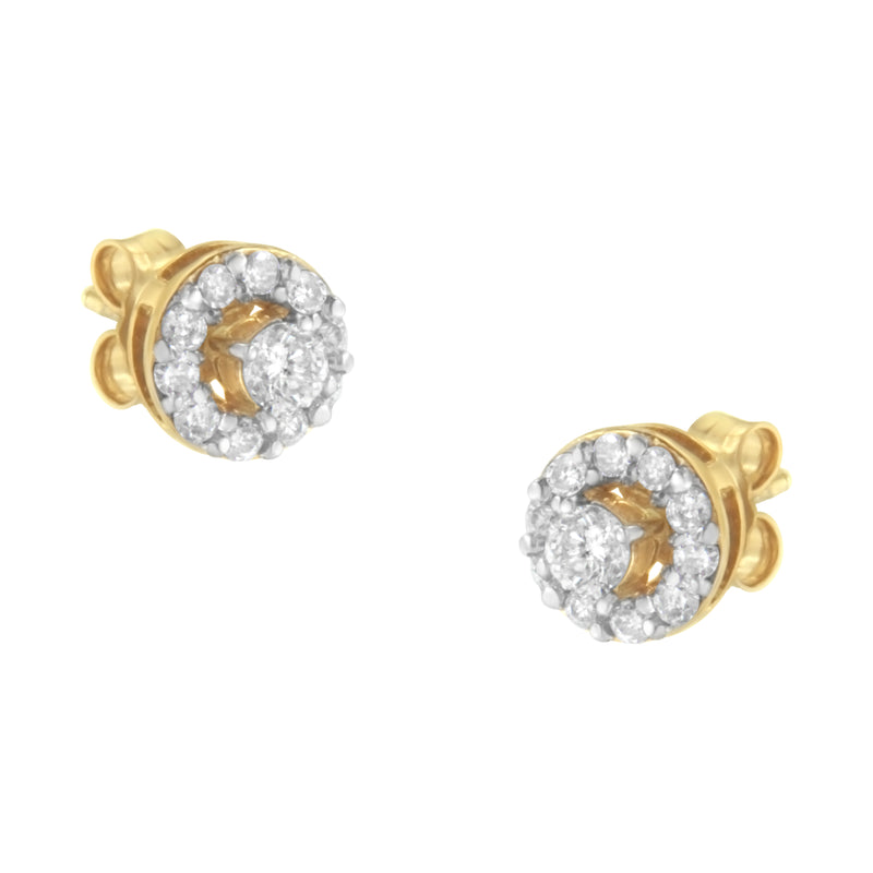 2 Micron Yellow Gold Plated Sterling Silver Diamond Stud Earring (1/2 cttw, J-K Color, I2-I3 Clarity)