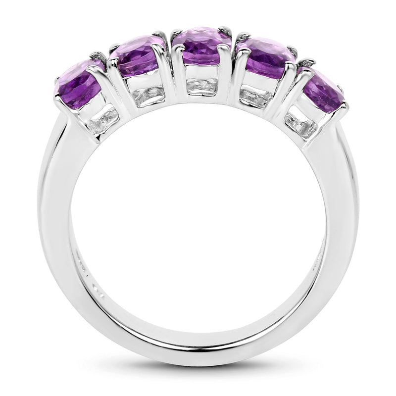 1.70 Carat Genuine  Amethyst .925 Sterling Silver Ring