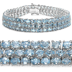 26.20 Carat Genuine Blue Topaz .925 Sterling Silver Bracelet