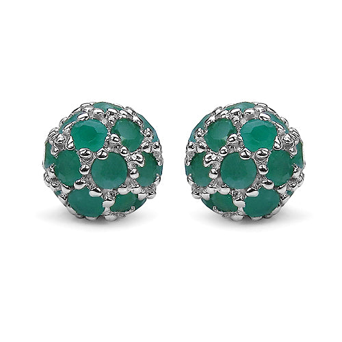 2.10 Carat Genuine Emerald .925 Sterling Silver Earrings