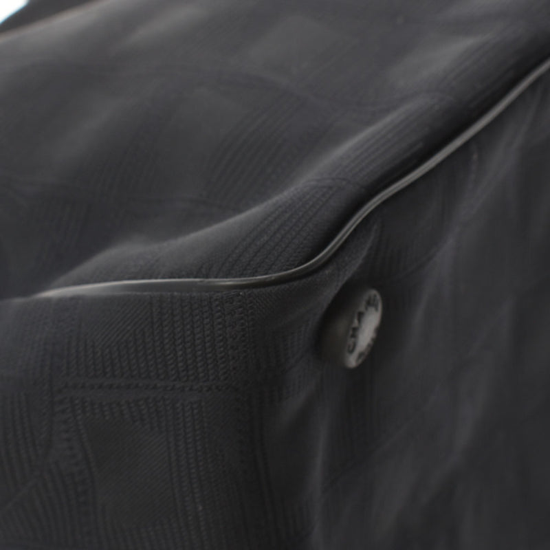 CHANEL New Travel Line Tote MM Old Metal Fittings Black Womens Nylon Handbag