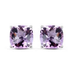 7.16 Carat Genuine Pink Amethyst Sterling Silver Earrings