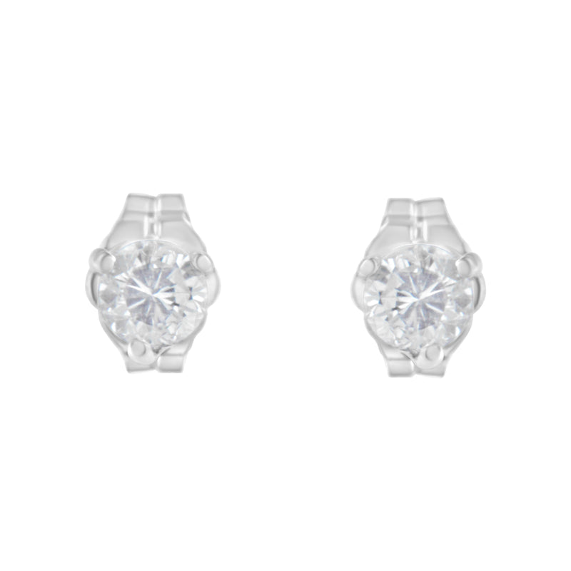 Platinum 1/2 cttw 3 Prong Martini Set Round-Brilliant Diamond Solitaire Stud Earrings (H-I Clarity, SI2-I1 Color)