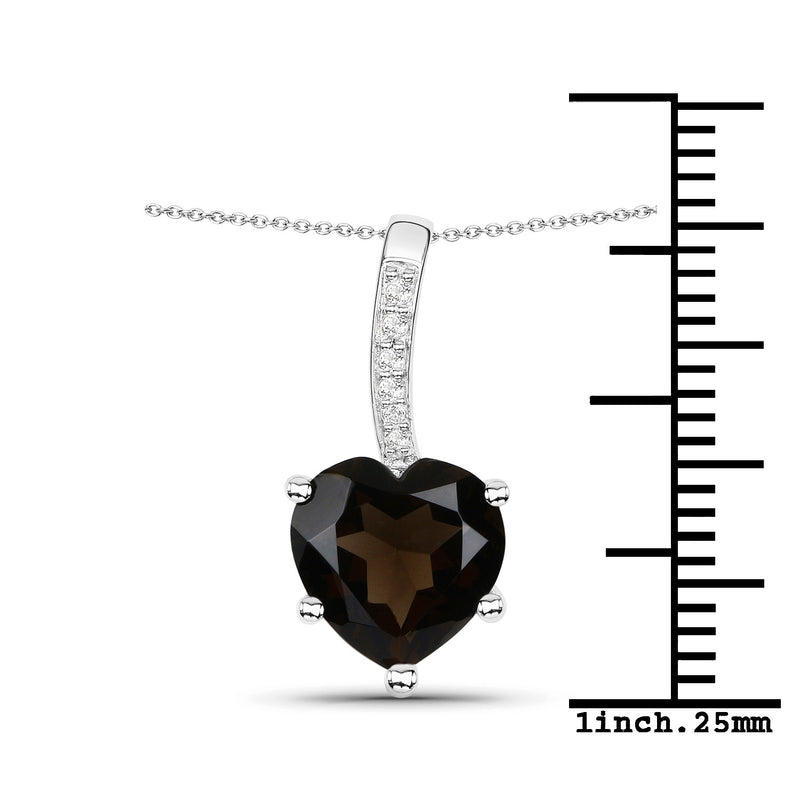 2.09 Carat Genuine Smoky Quartz and White Topaz .925 Sterling Silver Pendant