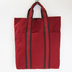 Hermes Fourre Tout Cabas Womens Canvas Tote Bag BordeauxRed Color