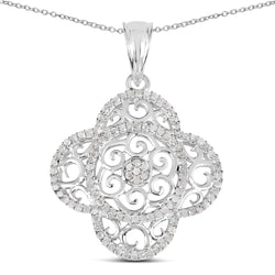 0.57 Carat Genuine White Diamond .925 Sterling Silver Pendant