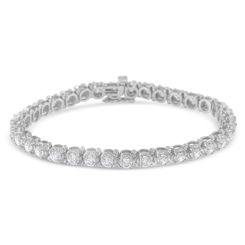 IGI Certified 7.0 Cttw Round-Brilliant Diamond 14K White Gold 7” Hinged Tennis Bracelet (H-I Color, I1-I2 Clarity)