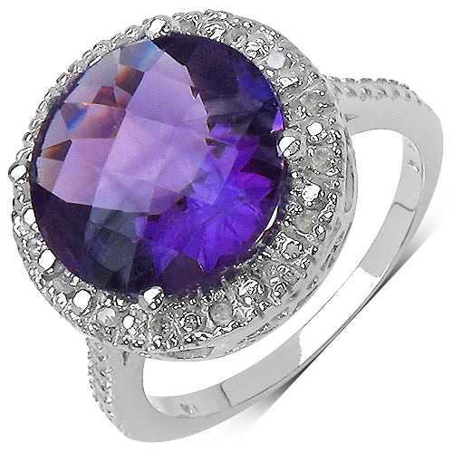 5.73 Carat Amethyst and White .925 Sterling Silver Ring